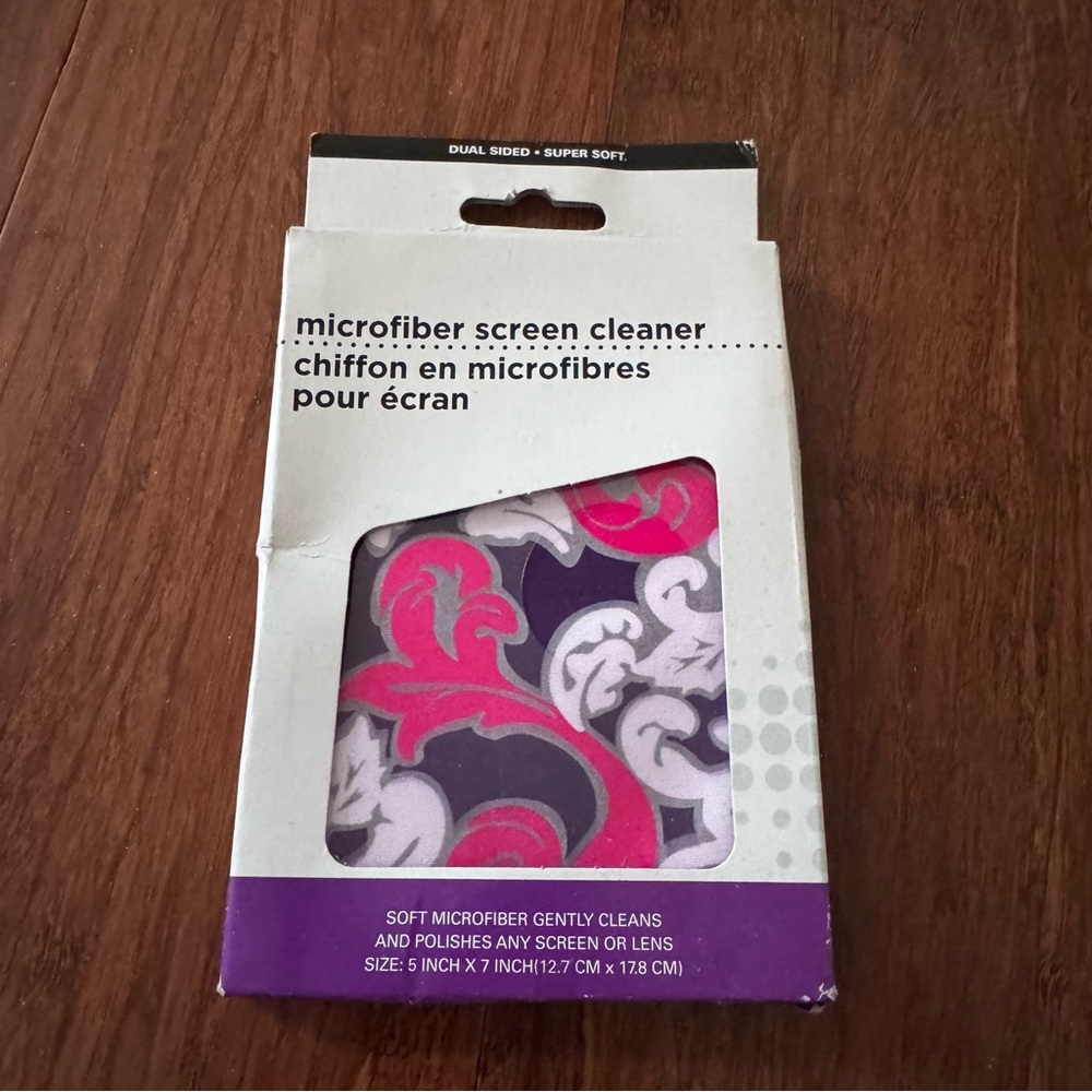 FREE🌟 NWT Microfiber Screen Cleaner Lens Soft Cloth Pink Purple White Pattern